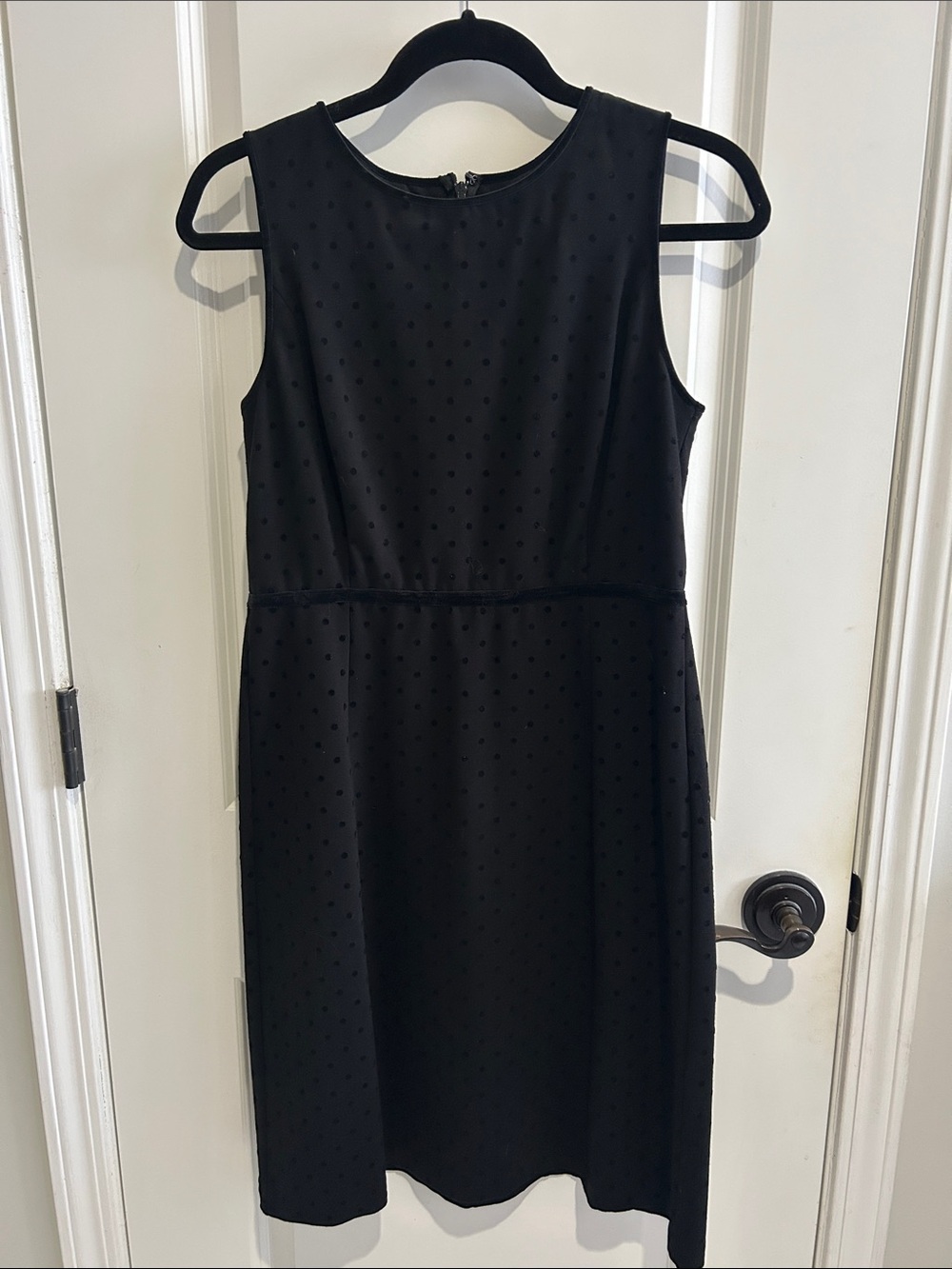 Talbots Black Sleeveless Polka Dot Sheath Dress